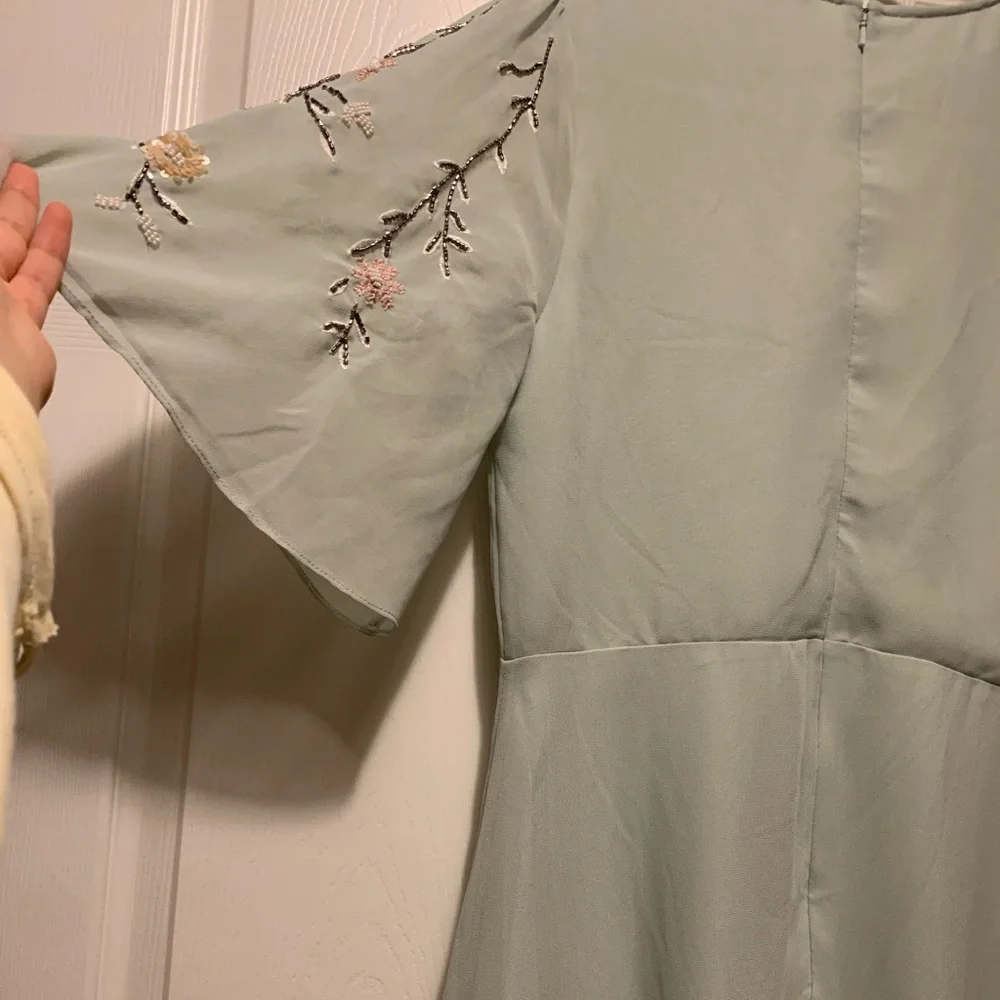 EUC Hope & Ivy Embroidered Midi Dress in Sage - Picture 12 of 16